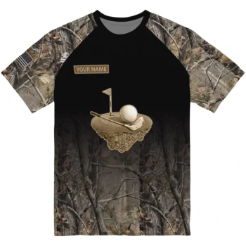 Golf Logo 3D Tshirt - Personalized Tree Branches Design Black