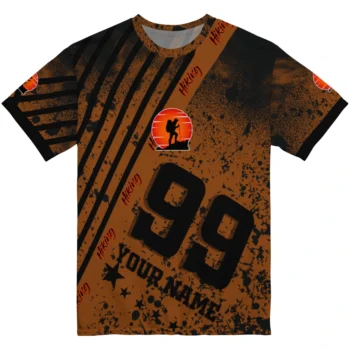 Hiking Logo 3D Tshirt - Customized Splatter Art Motif Brown Black